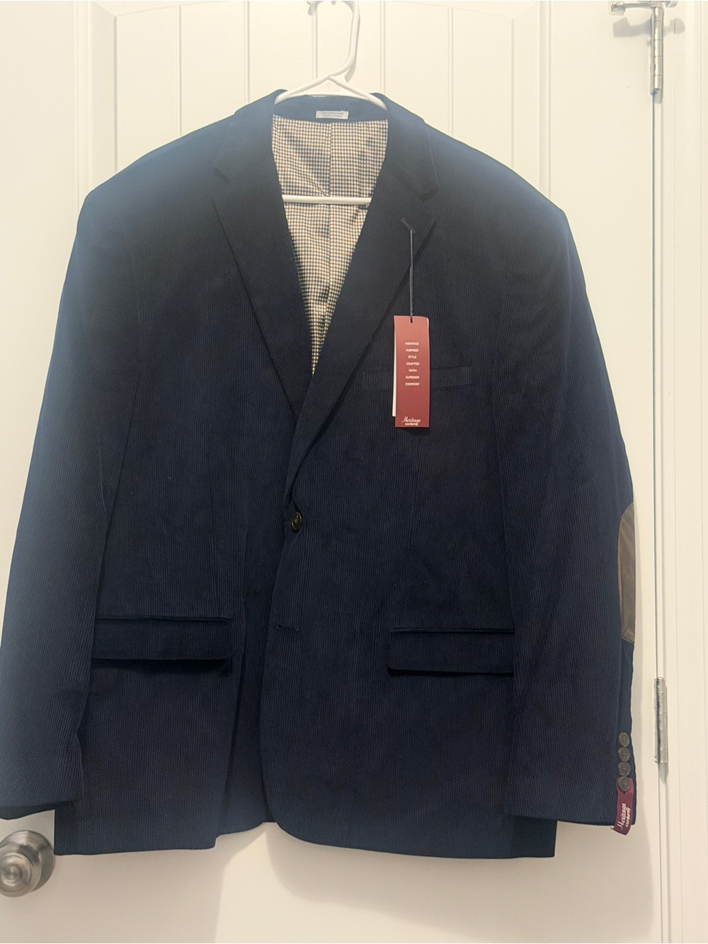 Saddlebred Heritage Corduroy Navy Blazer Elbow Patches Sport Coat 50R NWT